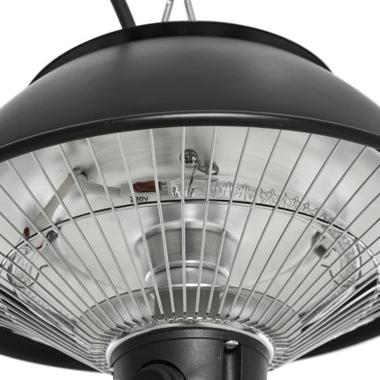 Griestu sildītājs 600W ar ķēdēm, elektriskais, terasēm, alumīnijs, melns, Φ25.5xh21.2Cm