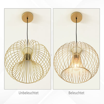 Vintage Gold Ceiling Lamp, Adjustable Steel, E27, Ø37x150 Cm