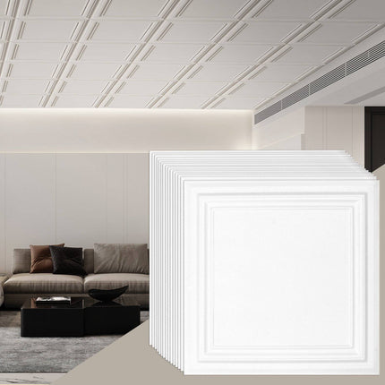 Ceiling Tiles, 20x20 in, 16-Pack Polystyrene Glue-Up