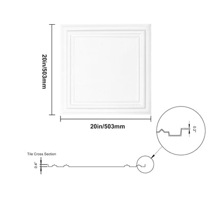 Ceiling Tiles, 20x20 in, 16-Pack Polystyrene Glue-Up