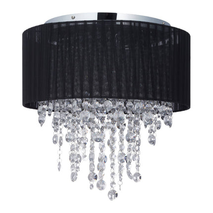 Griestu lampa ar organzas kristālu, melna