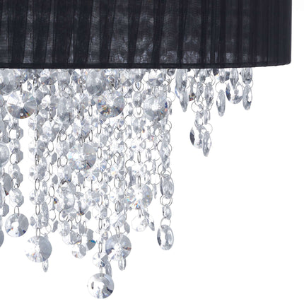Griestu lampa ar organzas kristālu, melna