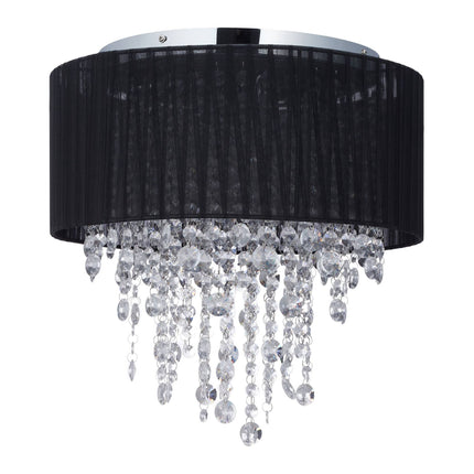 Griestu lampa ar organzas kristālu, melna