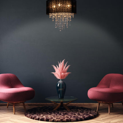 Griestu lampa ar organzas kristālu, melna