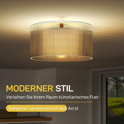 Griestu lampa ar akrila abažūru, metāla, halogēna un LED