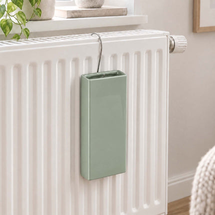 Ceramic Radiator Humidifier Set of 4 with Hooks, 400 ml, Sage Green