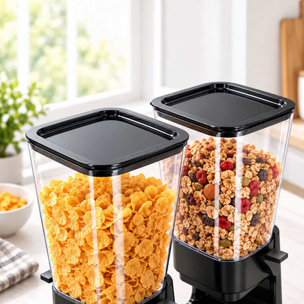 Cereal Dispenser Set of 2, 5.5 L Each, Portion Control, Black
