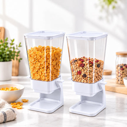 Cereal Dispenser Set of 2, 5.5 L Each, Portion Control, White