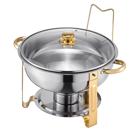 Chafing Dish Set, 4-Pack 5 Qt Stainless Steel, Glass Lid