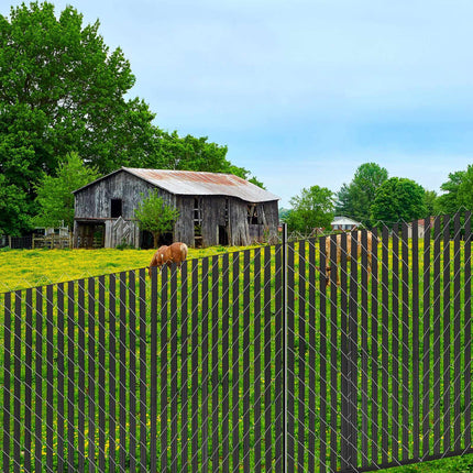 Chain Link Privacy Slats, Double-Wall Bottom-Locking, Black 82-Pack