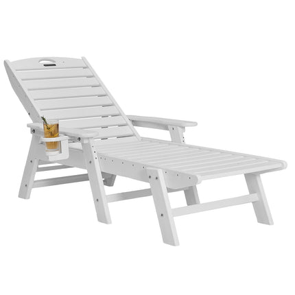 Chaise Lounge Chair, HDPE, 6-Position, Cup Holder, 400 lb