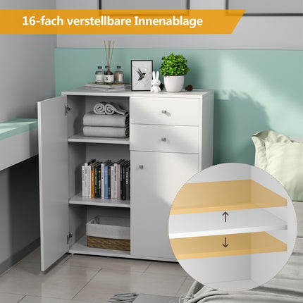 Kumode ar 2 durvīm un 2 atvilktnēm, 72 x 34 x 85,5 cm