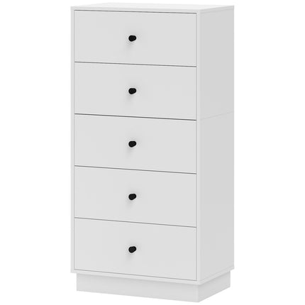 Kumode, bufete ar 5 atvilktnēm, skapis no koka materiāla, uzglabāšanas skapis modernā stilā, atvilktņu skapis, kumode, skapis viesistabai, guļamistabai, gaitenim, 47 x 29 x 95 cm, balts