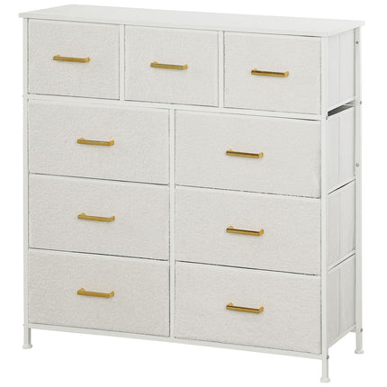 Creamy white fabric chest with 9 drawers - Living room storage