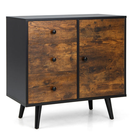 Kumode ar durvīm, 3 atvilktnēm, regulējamu plauktu un pretapgāšanās skapīti 73 x 40 x 76,5 cm
