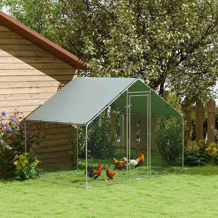 Chicken house in galvanized steel with waterproof roof, 3x1.7x1.9 m