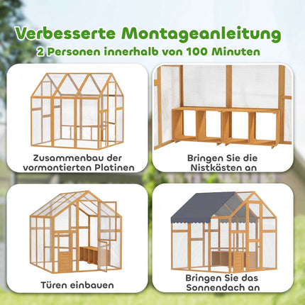 Vistu kūts ar aploku, 3,07 m², ūdensnecaurlaidīgs pārsegs, 6-8 vistām