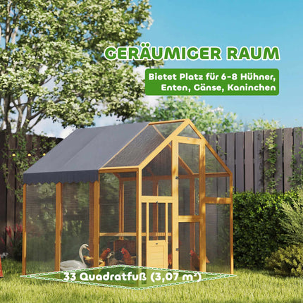 Vistu kūts ar aploku, 3,07 m², ūdensnecaurlaidīgs pārsegs, 6-8 vistām