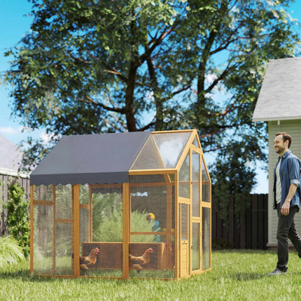 Vistu kūts ar aploku, 3,07 m², ūdensnecaurlaidīgs pārsegs, 6-8 vistām