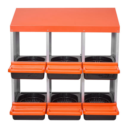 Chicken Nesting Box, 2-Tier 6-Compartment Roll-Out