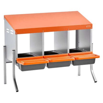 Chicken Nesting Box, 3-Compartment Roll Away, With Legs