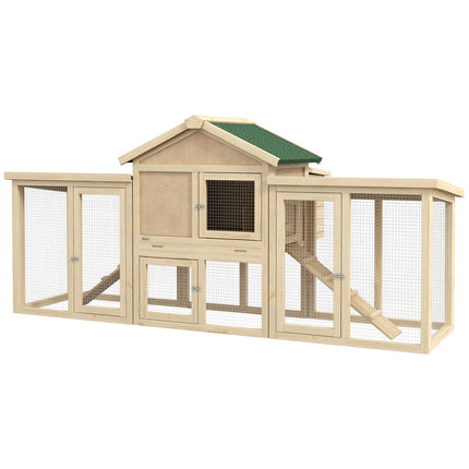 Chicken Coop with Nesting Box & Outdoor Run, Fir Wood