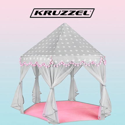 Bērnu telts pelēkā un rozā krāsā Kruzzel 23476