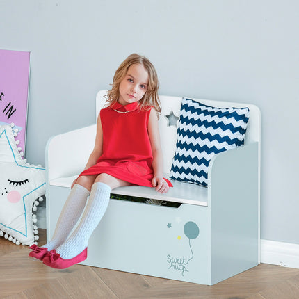 Children's storage bench - Toy Box Chest, Light blue, 3-6 years