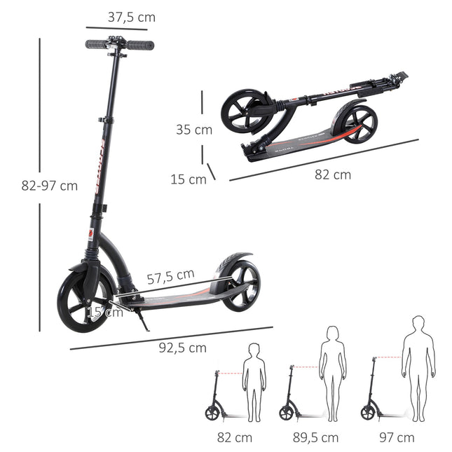Bērnu skrejritenis-skrejritenis ar triecienu absorbciju, salokāms, regulējams augstums, no 14 gadu vecuma, alumīnijs, 92,5x37,5x87-101,5 cm