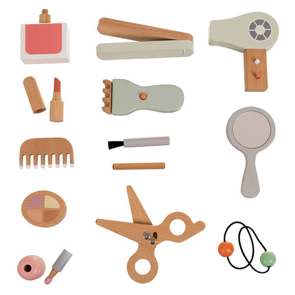 Children's 17-Piece Wooden Cosmetic Set with Bag