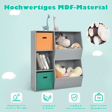 Bērnu 3 līmeņu uzglabāšanas plaukts ar 2 groziem, MDF