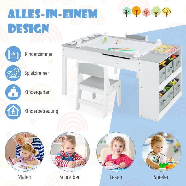 Bērnu 3-vienā aktivitāšu galds ar molbertu un uzglabāšanas vietu