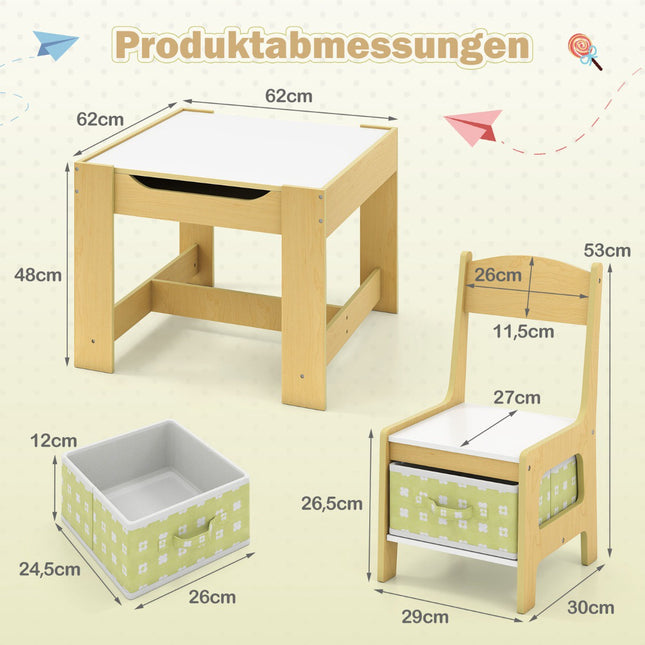 Bērnu aktivitāšu galda komplekts ar krēsliem, zaļš, MDF
