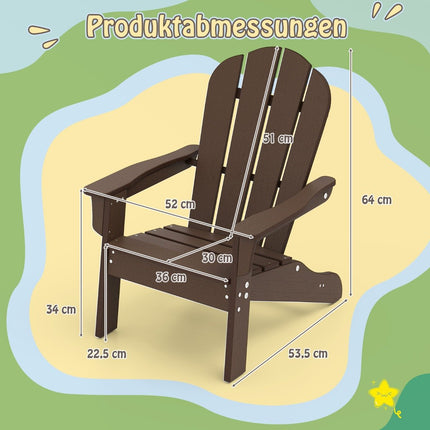 Bērnu Adirondack krēsls, HDPE, ergonomiska atzveltne