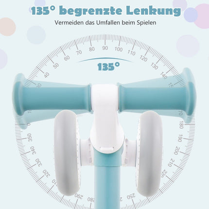 Bērnu līdzsvara velosipēds ar regulējamu sēdekļa augstumu un salokāmu dizainu, mācību līdzekļa līdzsvara velosipēds no 1 gada vecuma, zils