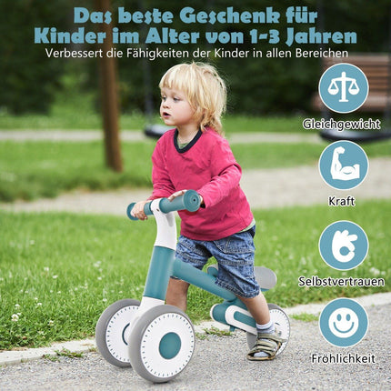 Bērnu līdzsvara velosipēds ar regulējamu sēdekļa augstumu un salokāmu dizainu, mācību līdzekļa līdzsvara velosipēds no 1 gada vecuma, zils