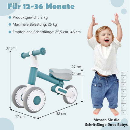 Bērnu līdzsvara velosipēds ar regulējamu sēdekļa augstumu un salokāmu dizainu, mācību līdzekļa līdzsvara velosipēds no 1 gada vecuma, zils