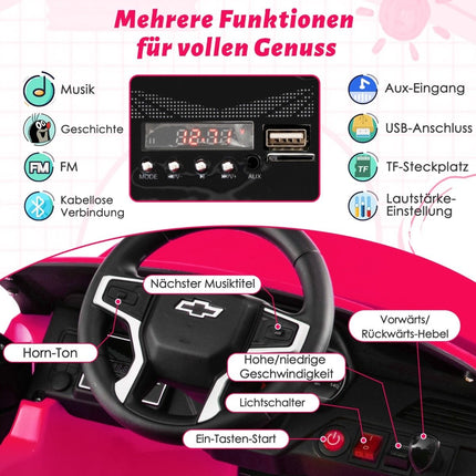 Children's Chevrolet electric car with 2.4G remote control & suspension & lights & music children's car pink