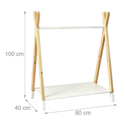 Bērnu mēteļu pakaramais, priede/MDF, dabīgs un balts, 100 cm