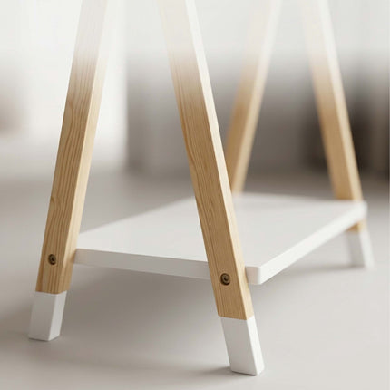Bērnu mēteļu pakaramais, priede/MDF, dabīgs un balts, 100 cm