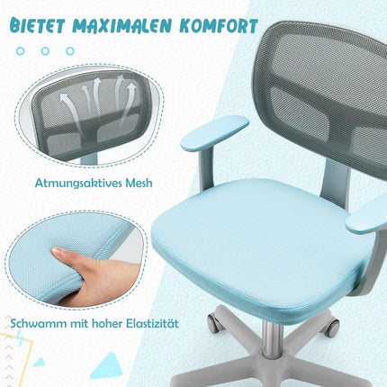 Bērnu datorkrēsls ar regulējamu augstumu un pašbloķējošiem riteņiem 54 x 54 x 80 - 91,5 cm, zils + pelēks