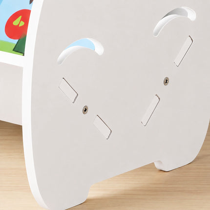 Children's Desk Bookshelf with Cat Design, White PVC, 3 kg Load