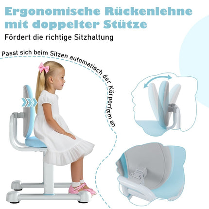 Bērnu rakstāmgalda krēsls, regulējams augstums, ergonomiska atzveltne