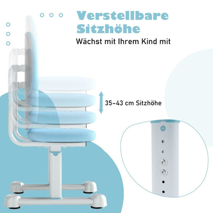 Bērnu rakstāmgalda krēsls, regulējams augstums, ergonomiska atzveltne
