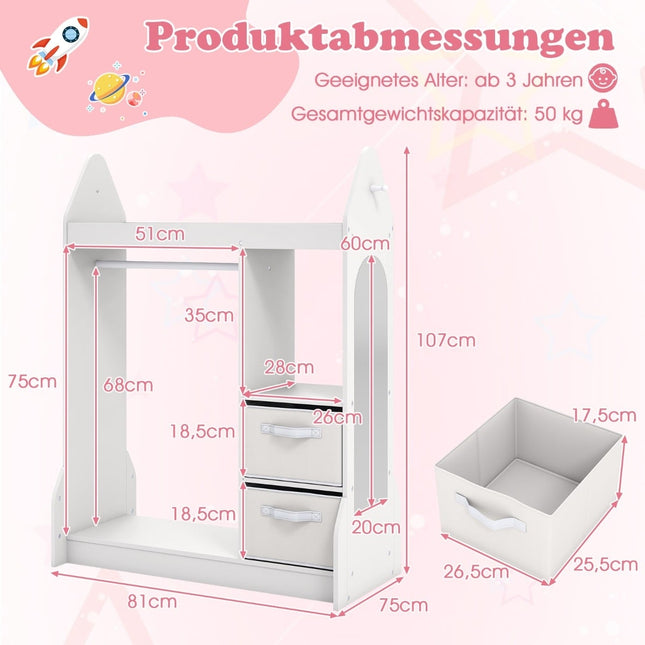 Bērnu ģērbtuve ar spoguli, balta, 107 cm