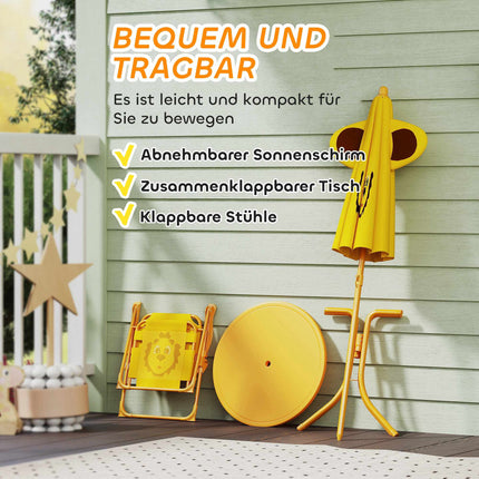 Bērnu dārza mēbeļu komplekts, lauvas dizains, dzeltens