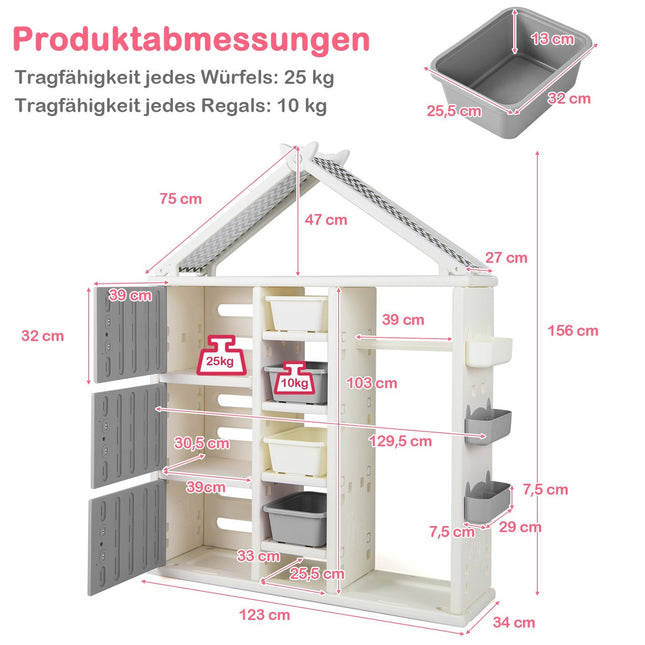 Bērnu mājas formas skapis ar drēbju stieņu
