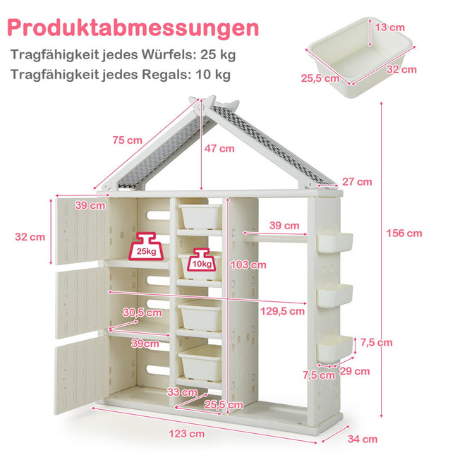 Bērnu mājas formas skapis ar drēbju stieņu