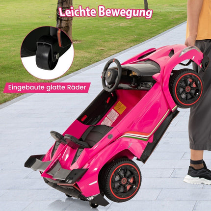 Bērnu Lamborghini elektromobilis ar tālvadības pulti, LED priekšējiem lukturiem, skaņas signālu un mūziku, bērnu automašīna rozā krāsā