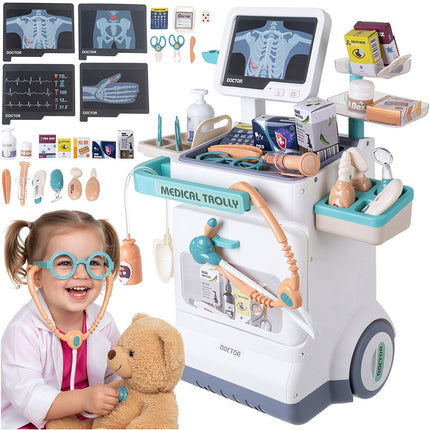 Bērnu medicīnas komplekts ar ratiņiem, EKG, 26 gab.
